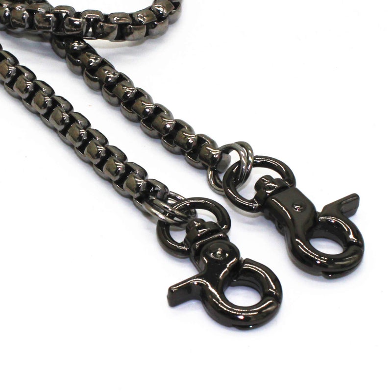 Model Worker Iron Box Chain Strap Handbag Chains Purse Chain Straps Shoulder Cross Body Replacement Straps with Metal Buckles (Gun-Black, 47") - Image 2