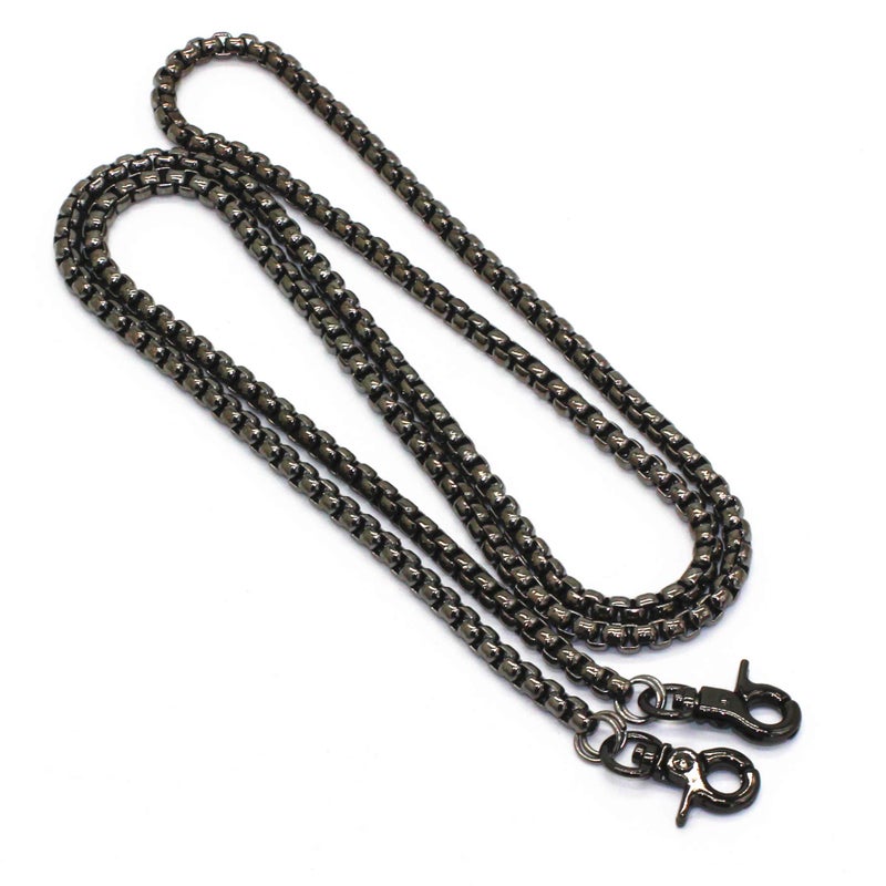 Model Worker Iron Box Chain Strap Handbag Chains Purse Chain Straps Shoulder Cross Body Replacement Straps with Metal Buckles (Gun-Black, 47") - Image 1