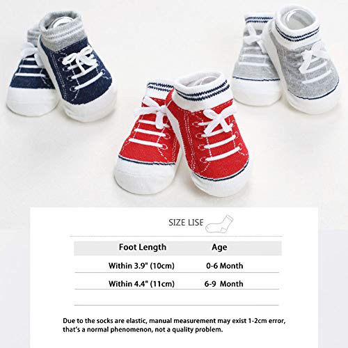 Zumou Baby Infant Anti Slip Non Skid Boys Sports Sneaker Shoe Socks 6 Pairs (0-6 Months, Colorful 6 Pairs) - Image 3
