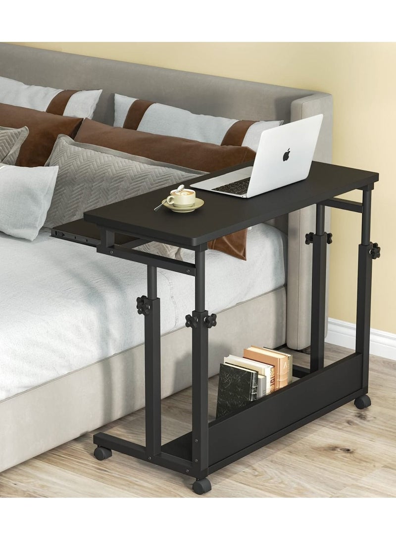Generic Bedside Desk C-shaped Base Laptop Desk Home Office Lazy Bedside Table Mobile Laptop Table Sofa Side Laptop Notebook Desk Pc Stand Height Adjustable, Portable and Sturdy  - Image 3