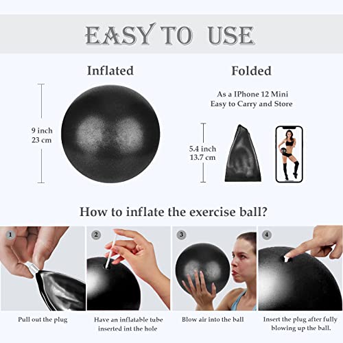 Goonidy Soft Pilates Ball 9 Inch, Ideal Small Exercise Ball Between Knee Squeeze for Physical Therapy Yoga Core Medicine Abs Pt Bouncy, Mini Rubber Fitball Barre Workout Equipment for Women Men Kid Toddler - Image 4