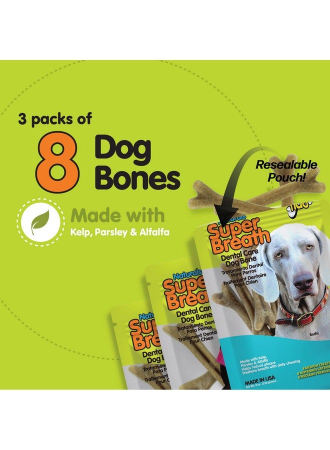 Fido Super Breath Dental Care Bones for Dogs - 8 Treats Per Pack (3 Pack) - Dog Dental Treats for Medium Dogs (Made in USA) - Dog Dental Chews Help Reduce Plaque, Tartar Buildup, and Freshens Breath - Image 4