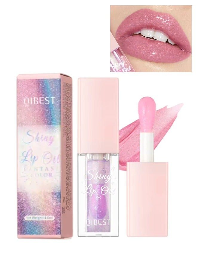 QiBest Shiny Lip Oil Lip Gloss Moisturizing Hydrating Nourishing Long Lasting Smooth Shiny Lip Gloss Lip Oil Color Changing Pearlized Lip Oil with Big Brush Head Shiny Lip Oil 03 - Image 1