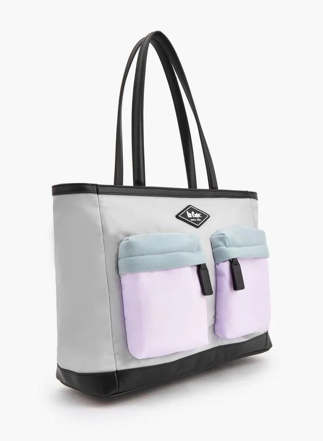 Lee Cooper Colourblock School Tote Bag With Zip Closure - 40x14x31 CM