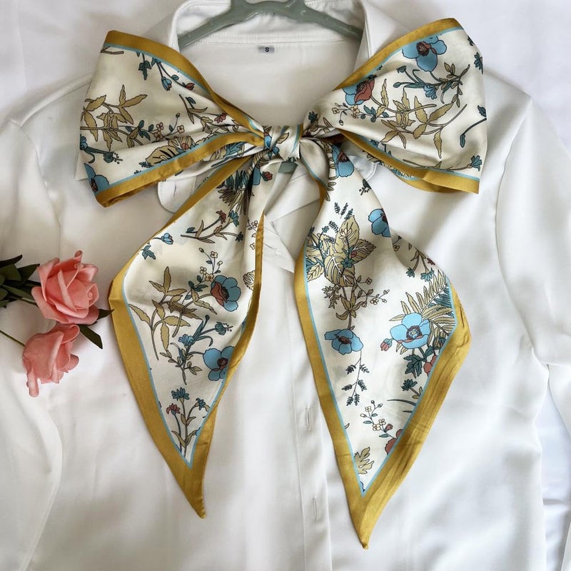 FONYVE Silk Head Scarf for Hair Fashion Headwrap for Women Lightweight Neck Tie - Image 3