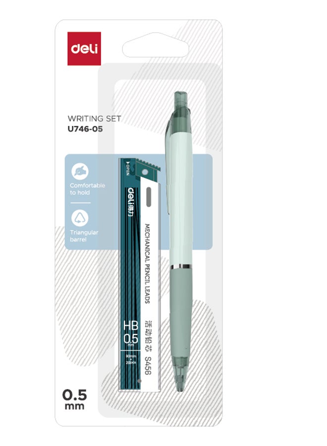 DELI GREEN MECHANICAL PENCIL 0.5+LEADS