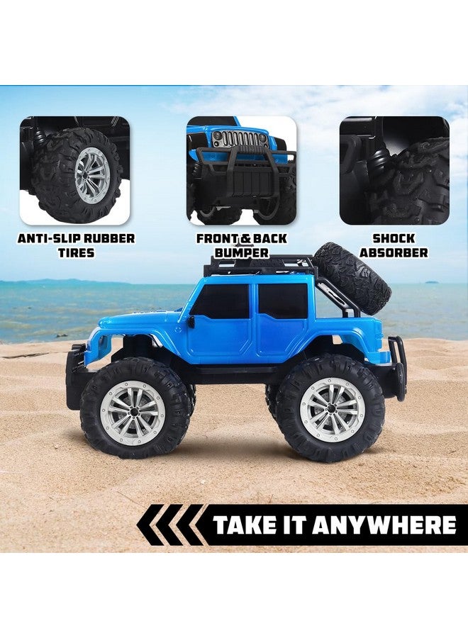 Wembley Monster Truck Remote Control Car Offroad High Speed Remote Car For Kids With 2 Speed And 4 Headlight Modes Rechargeable Rc Car - Made In India, Blue - Image 4