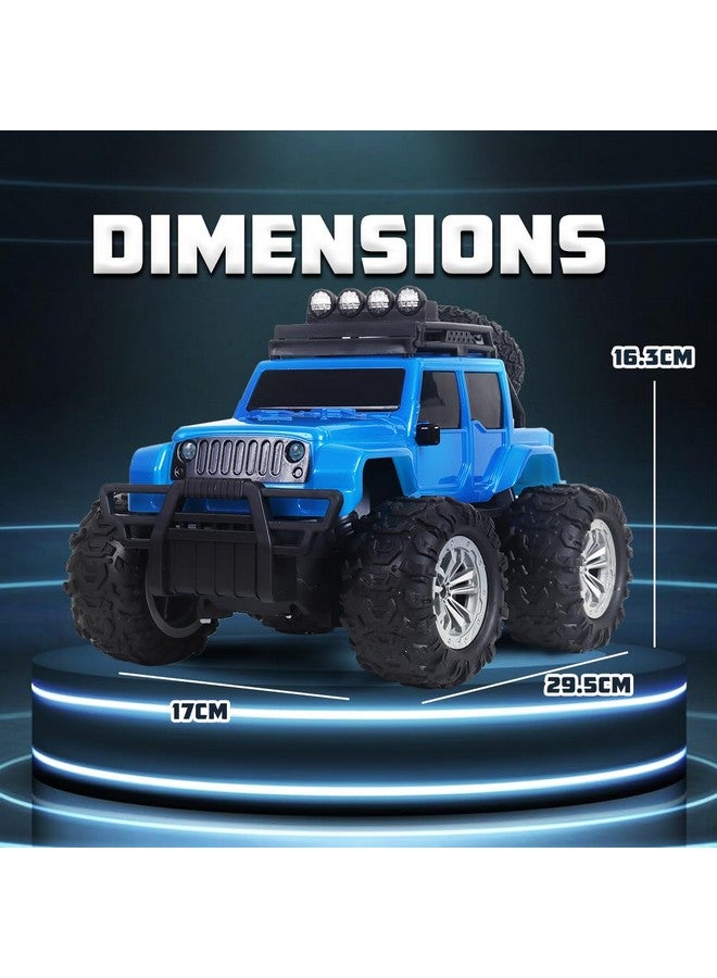 Wembley Monster Truck Remote Control Car Offroad High Speed Remote Car For Kids With 2 Speed And 4 Headlight Modes Rechargeable Rc Car - Made In India, Blue - Image 2