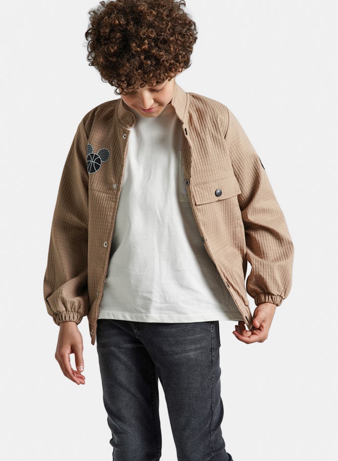 ريمينت جاكيت للاولاد خفيف للربيع بيج داكن - Image 1