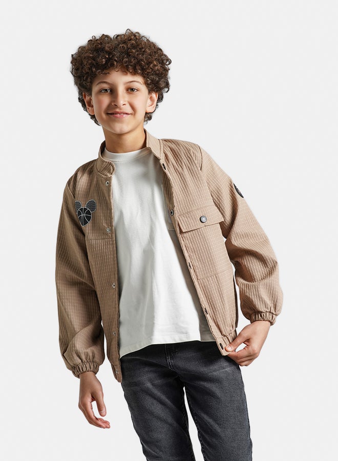 ريمينت جاكيت للاولاد خفيف للربيع بيج داكن - Image 3