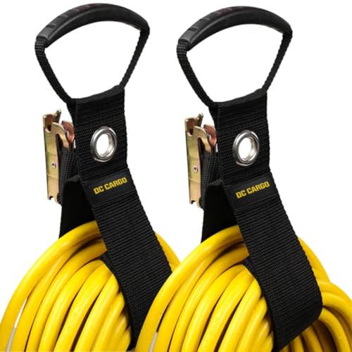 DC Cargo Mall Extension Cord Organizer ETrack Accessories for Pack of 2 Keep Cords Cables Hoses Etrack Accessories Organized On ETrack 17 Hook Loop Closure Keeps Cables Secure - Image 1