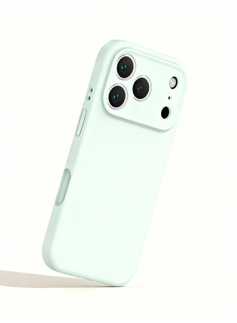 Orange Life Phone Case for iPhone 17 Pro Max Liquid Silicone Protective Cover with Precise Cutouts Shockproof Design AI Button Support Soft Touch Anti-Fingerprint Full Coverage Slim Fit Camera Protection Light Mint Green - Image 4