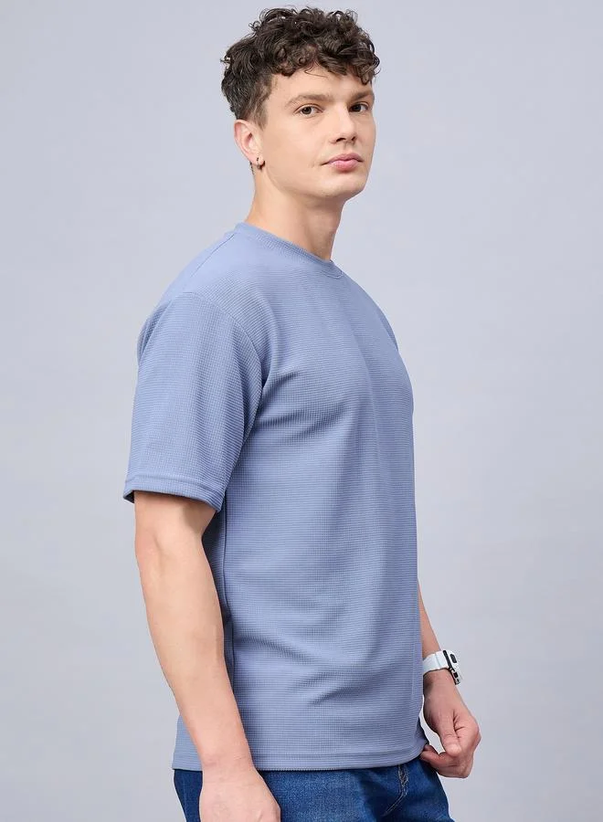 Take Two REPRISE Blue Textured Oversized T-Shirt