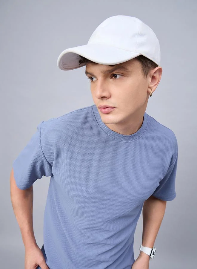 Take Two blue REPRISE Blue Textured Oversized T-Shirt for Men | Best Price UAE