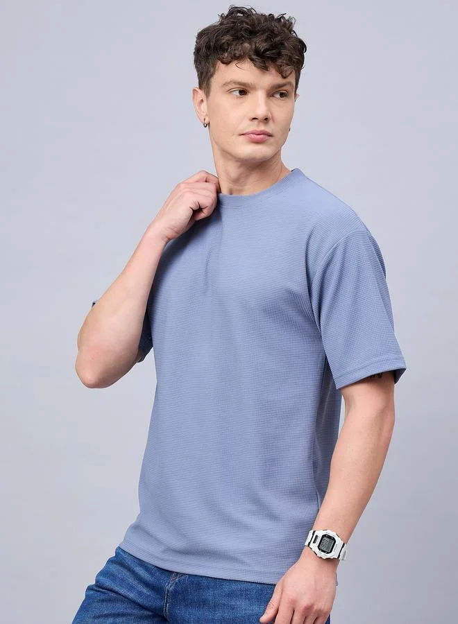 Take Two REPRISE Blue Textured Oversized T-Shirt