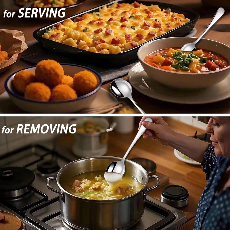 Mafier 7" Elegant Soup Spoons Silverware Set,18/10 Stainless Steel,Dishwasher Safe(Set of 4,Silver) - Image 5