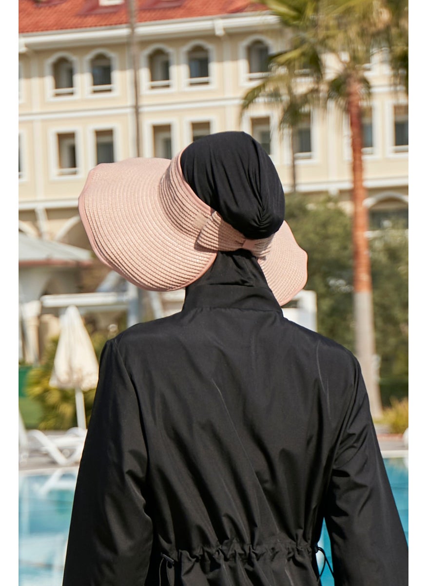 Remsa Mayo Remsa Swimsuit Remsa Bow Foldable Visor Straw Hat Sunscreen Visor Rş-78 Powder  - Image 2