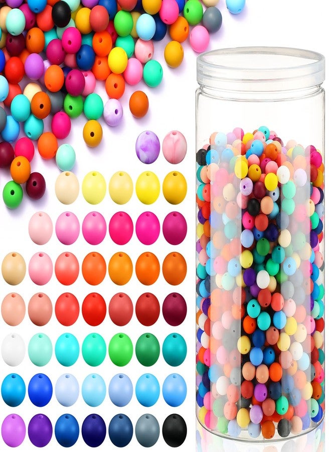 Hotop 1200 Pcs Round Silicone Beads Bulk for Keychain Making Kit 48 Colors Rubber Beads Silicone Focal Beads Loose Beads for Necklace Bracelet Lanyard Making (12 mm) - Image 1