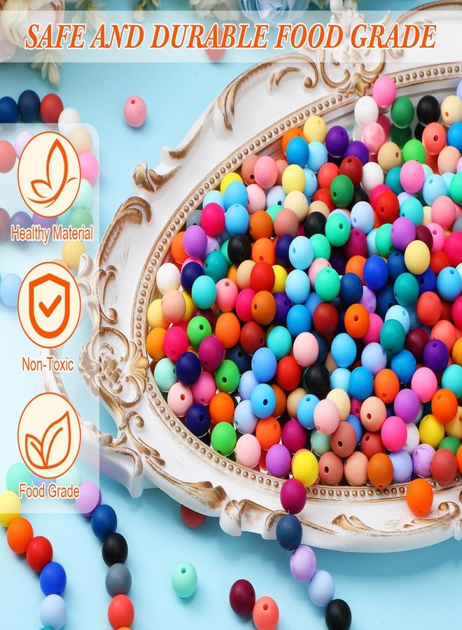 Hotop 1200 Pcs Round Silicone Beads Bulk for Keychain Making Kit 48 Colors Rubber Beads Silicone Focal Beads Loose Beads for Necklace Bracelet Lanyard Making (12 mm) - Image 3