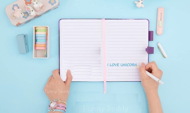 Funny Teddy Unicorn Password Lock Diary with Pen for Girls Kids - Combination Lock Journal Personal - Colorful Pages - Image 5