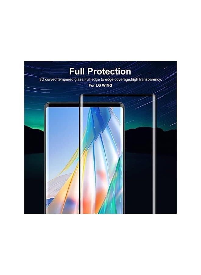 بروماس فيلم زجاج مقوى منحني ثلاثي الأبعاد لهاتف LG Wing 5G (أسود) - Image 3