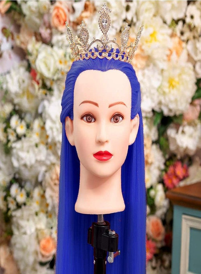 Paradise® Synthetic Hair Dummy For Hairs Styling Practice/Cutting Length Approx 30 Inch (Fore head to back Hair End) (Free Clamp Stand) (Blue) - Image 4