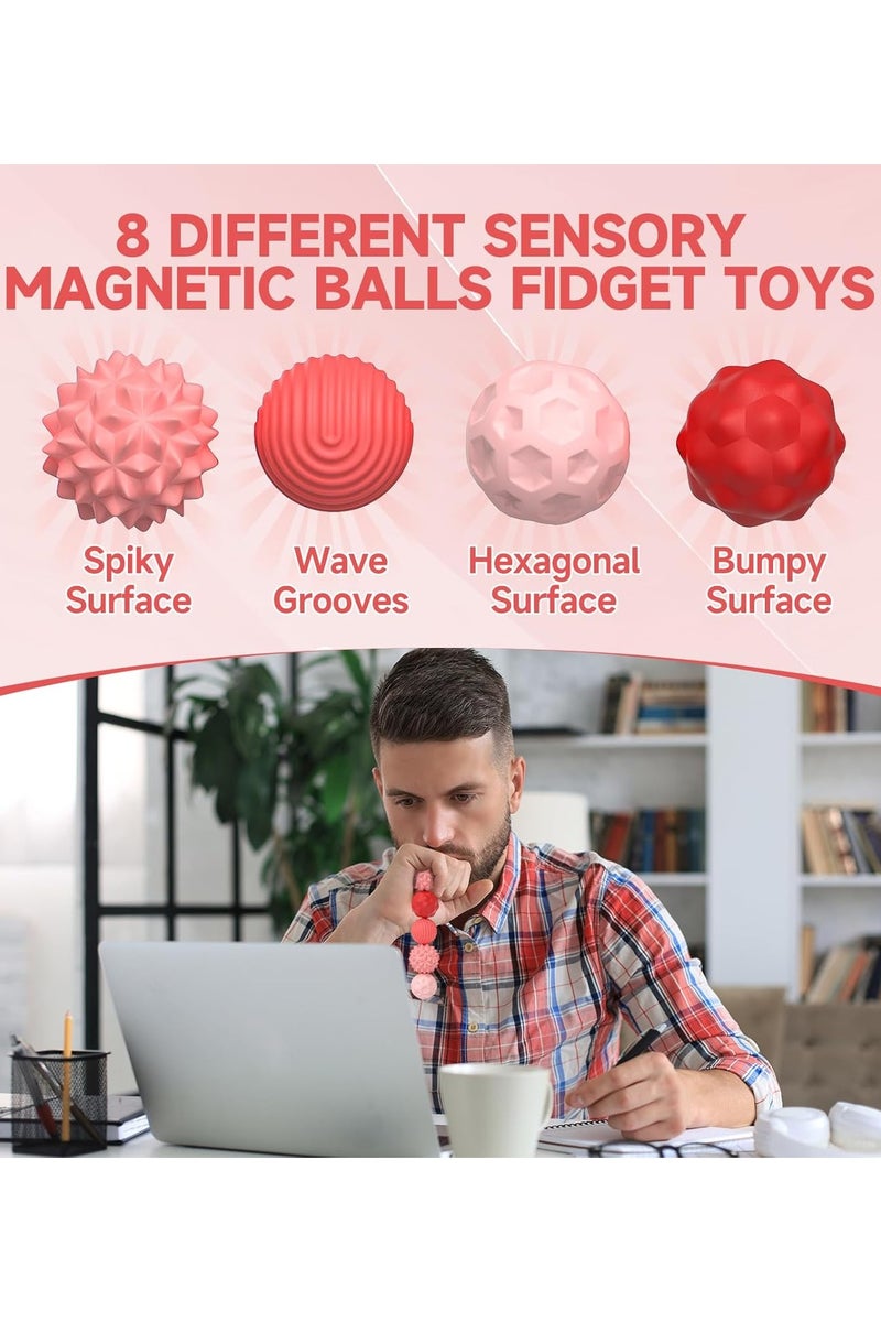 هالامودو السيليكون المغناطيسي فيدج الكرات لعب, 8PCS الجذب نسيجات الحسية فيدج الكرة لعبة مع شل السيليكون للكبار,مكتب هادئ الكرات المغناطيسية الإجهاد فيدج لعب - Image 3