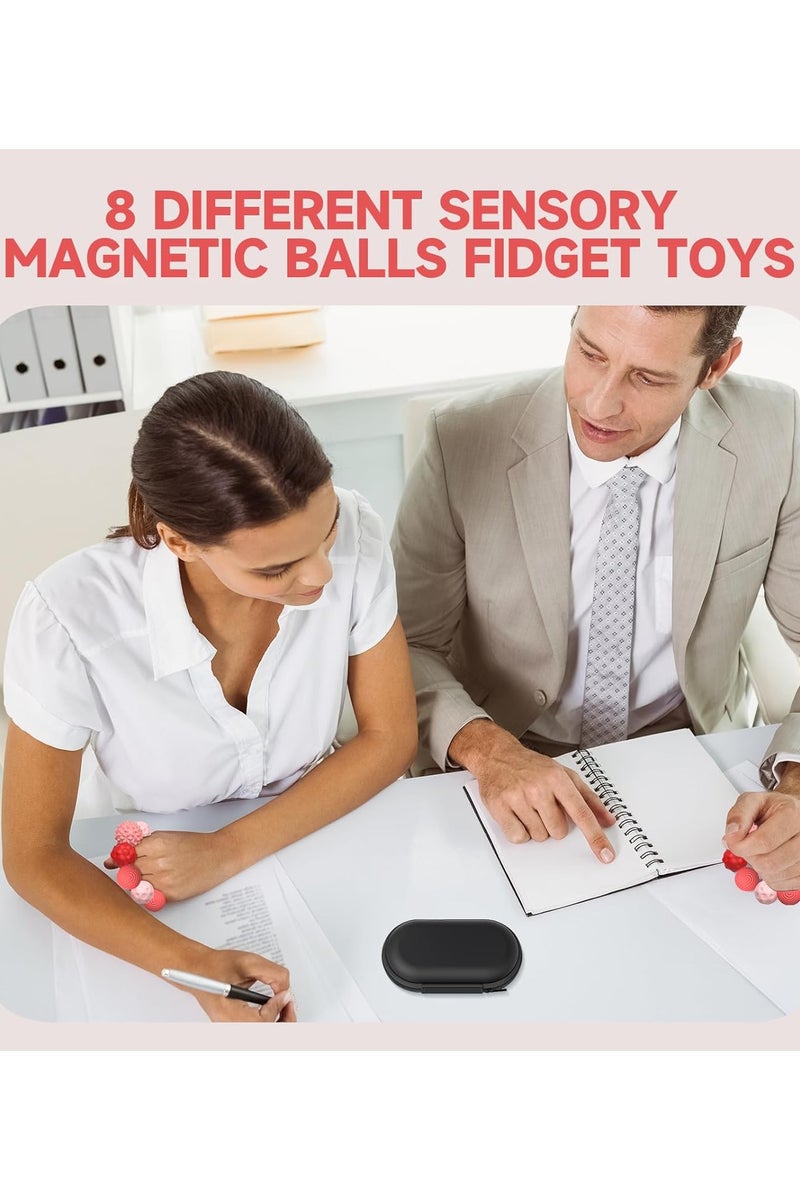 هالامودو السيليكون المغناطيسي فيدج الكرات لعب, 8PCS الجذب نسيجات الحسية فيدج الكرة لعبة مع شل السيليكون للكبار,مكتب هادئ الكرات المغناطيسية الإجهاد فيدج لعب - Image 5