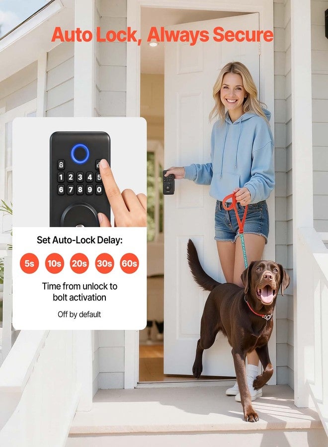 VEVOR Keyless Entry Door Lock, Electronic Deadbolt with Customizable User Codes, Pioneering Easy-Grip Design, Keyed Entry, Auto Lock, Anti-Peeking Password, Backlit Keypad, for Home, Matte Black - Image 4