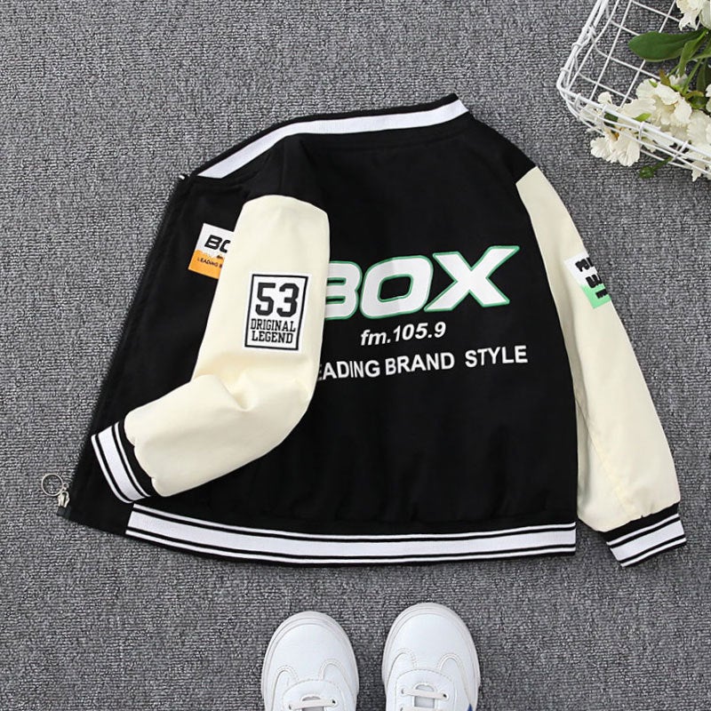 Children'S Coat 2025 Autumn Coat Boy'S Basketball Coat Children'S Contrast Color Western-Style Coat Thin Jacket - Image 1