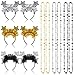 Hanaive 12 Pcs New Year Eve Party Supplies 2026 Happy New Year Necklaces and Glitter Star Headband Tiara for Holiday Party Favor Eve Celebration Hair Accessories Decorations Adult Black and Gold - Image 3