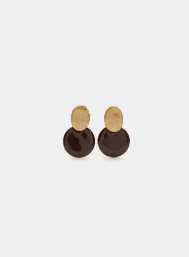 PARFOIS Brown Round bicolor earrings with enamel Brown for Women | Best Price UAE