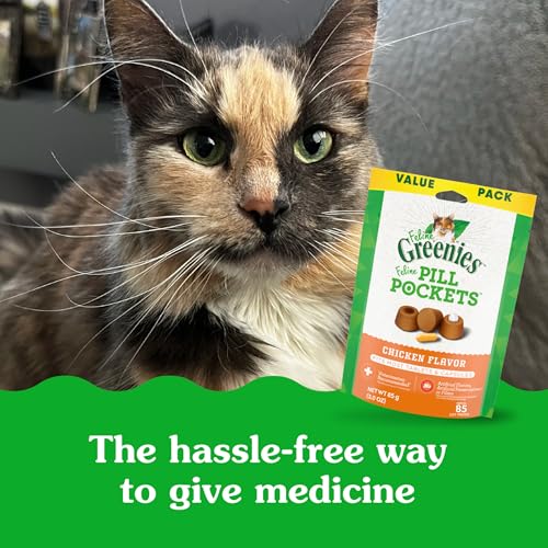 Greenies Feline Pill Pockets for Cats Natural Soft Cat Treats, Chicken Flavor, 1.6 oz. Pouch (45 Treats) - Image 5