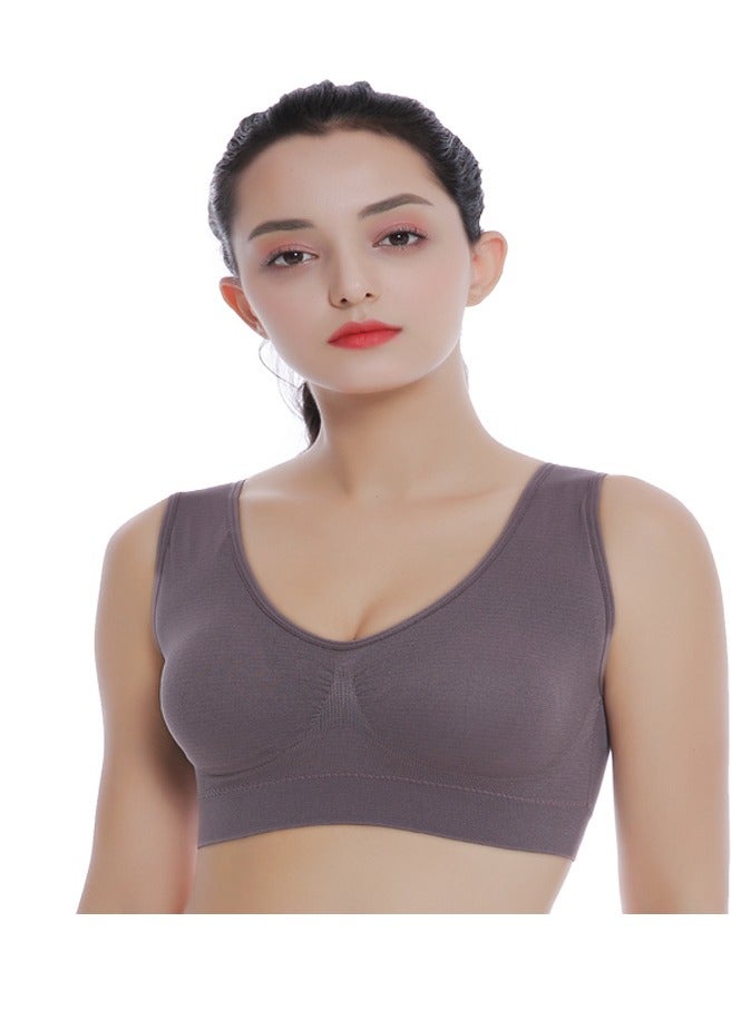 AROAQ Women Sports Bra, Fitness Sports Yoga Bra with Removable Padding, Double-layer Seamless Sports Bra without Rims, Comfortable Soft Bra for Workouts Running Yoga Trainings, (Size 3XL, Bean Paste Purple)  - Image 1