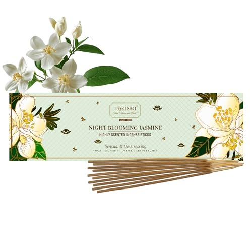 NYASSA Highly Scented Jasmine Agarbatti/Incense Sticks - 50g, Night Blooming Jasmine Fragrance, Charcoal-Free Agarbatti for Pooja, Meditation, Home Freshness, Perfect for Special Occasions - Image 1