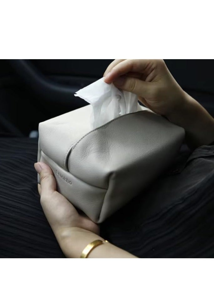 Decorhills Leather Tissue Box Cover for Home, Office, Car – Decorative PU Leather Tissue Holder for Living Room, Bedroom – Elegant, Compact Tissue Organizer – Fits Standard Boxes – 20x13x10cm, 250g  - Image 3
