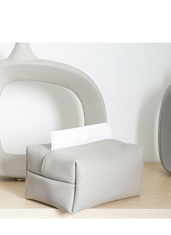 Decorhills Leather Tissue Box Cover for Home, Office, Car – Decorative PU Leather Tissue Holder for Living Room, Bedroom – Elegant, Compact Tissue Organizer – Fits Standard Boxes – 20x13x10cm, 250g  - Image 4