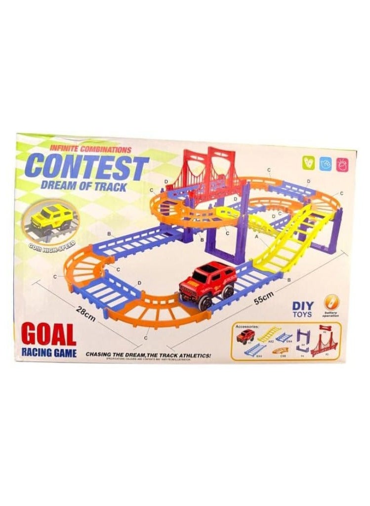 لعبة مسار السباق الممتعة والمغامرة! استعد لسباقات السيارات المثيرة مع هذه اللعبة المثيرة التي تسمح لك ببناء مسارات سباق مختلفة ومبتكرة.