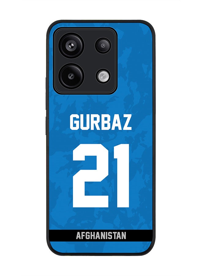 Stylizedd Rugged Black Edge Case for Xiaomi Redmi Note 13 Pro 5G, Slim fit Case Thin Cover -  Team Afghanistan Rahmanullah Gurbaz, Jersey No 21 - Image 1