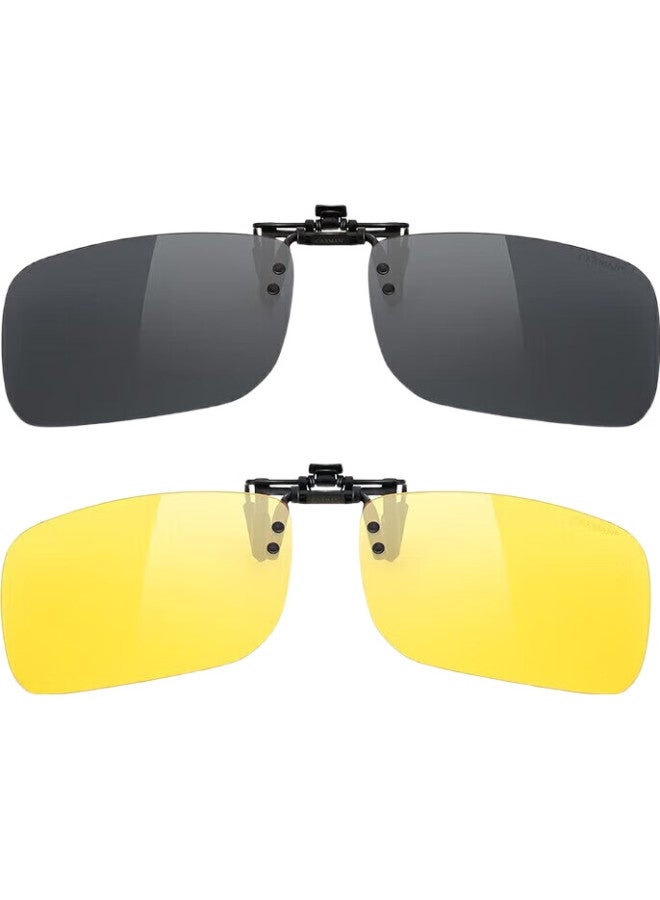 CAXMAN Myopia Sunglasses Clip-On Polarized Sunglasses, Anti-Glare Night Vision, For Driving, Unisex, Day And Night Dual-Use Set - Image 2