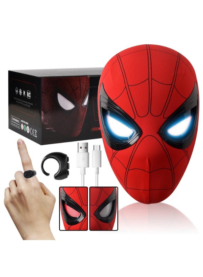 Zikra قناع سبايدرمان مع عيون تومض تحكم عن بعد قناع سبايدرمان مايلز موراليس بطل للبالغين والأطفال ملحقات حفلات الهالوين وعيد الميلاد، تصميم ثلاثي الأبعاد واقعي، ملاءمة مريحة - Image 1