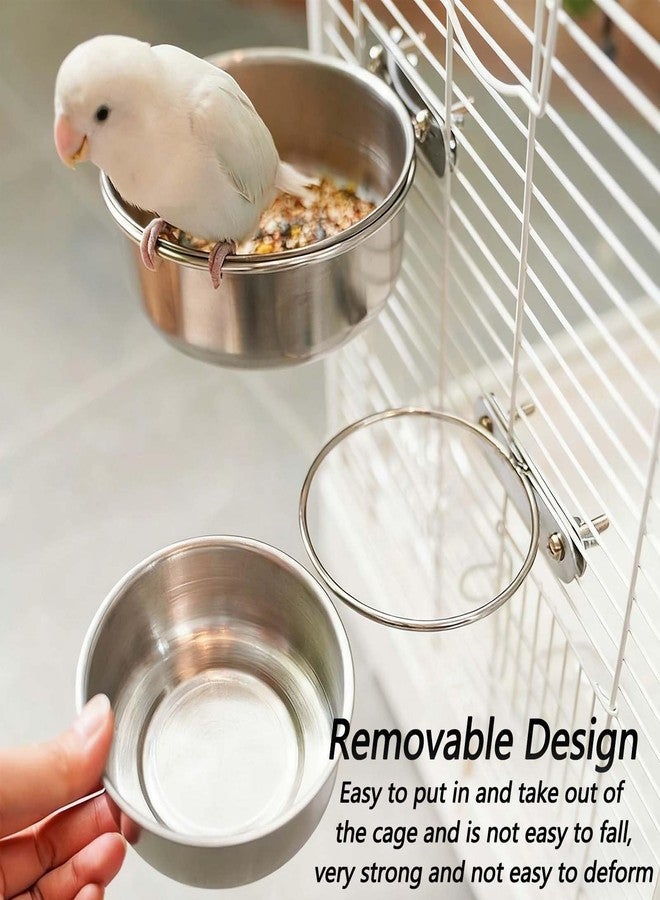 Xxmbbjy 3 Pcs Stainless Steel Bird Food Water Bowls, Parrot Feeding Dish Cups with Clamp Holder Bird Ball Toys for Chinchilla, Cockatiel, Conure, Budgies, Parakeet, Lovebirds, Small Animals (Small) - Image 5