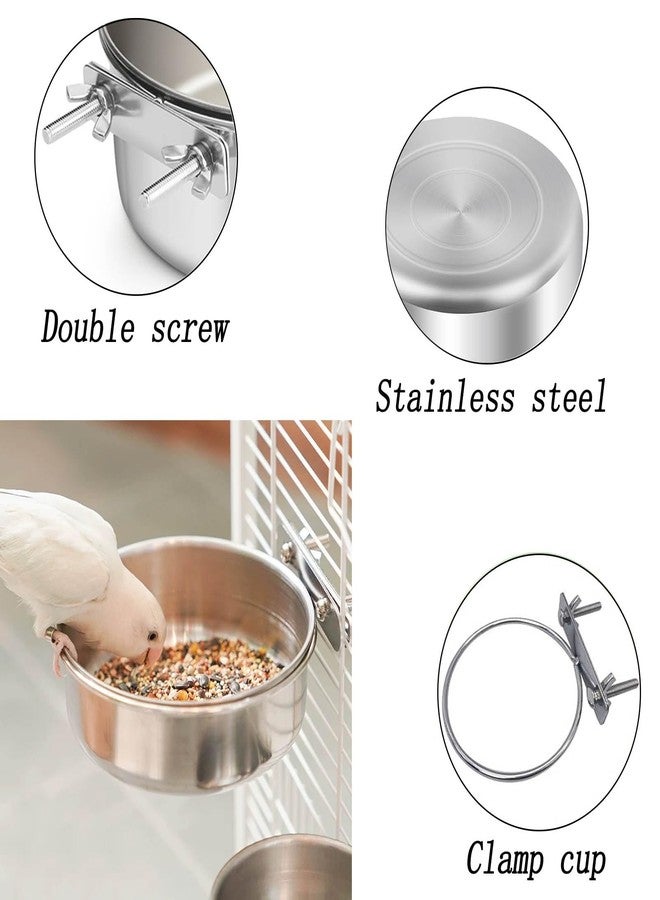 Xxmbbjy 3 Pcs Stainless Steel Bird Food Water Bowls, Parrot Feeding Dish Cups with Clamp Holder Bird Ball Toys for Chinchilla, Cockatiel, Conure, Budgies, Parakeet, Lovebirds, Small Animals (Small) - Image 3