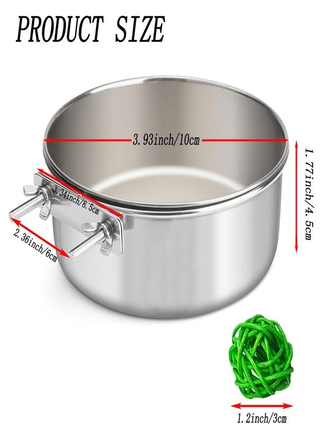 Xxmbbjy 3 Pcs Stainless Steel Bird Food Water Bowls, Parrot Feeding Dish Cups with Clamp Holder Bird Ball Toys for Chinchilla, Cockatiel, Conure, Budgies, Parakeet, Lovebirds, Small Animals (Small) - Image 2