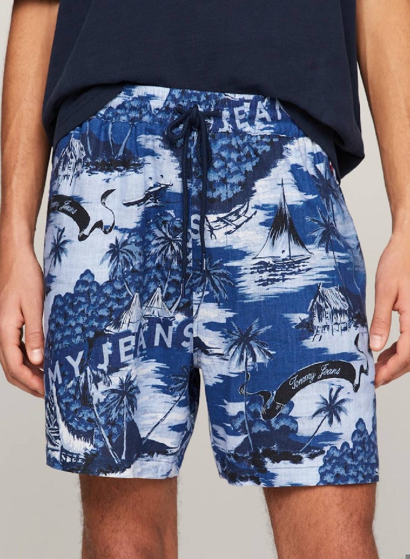 TOMMY JEANS Hawaiian Print Beach Shorts - Image 1