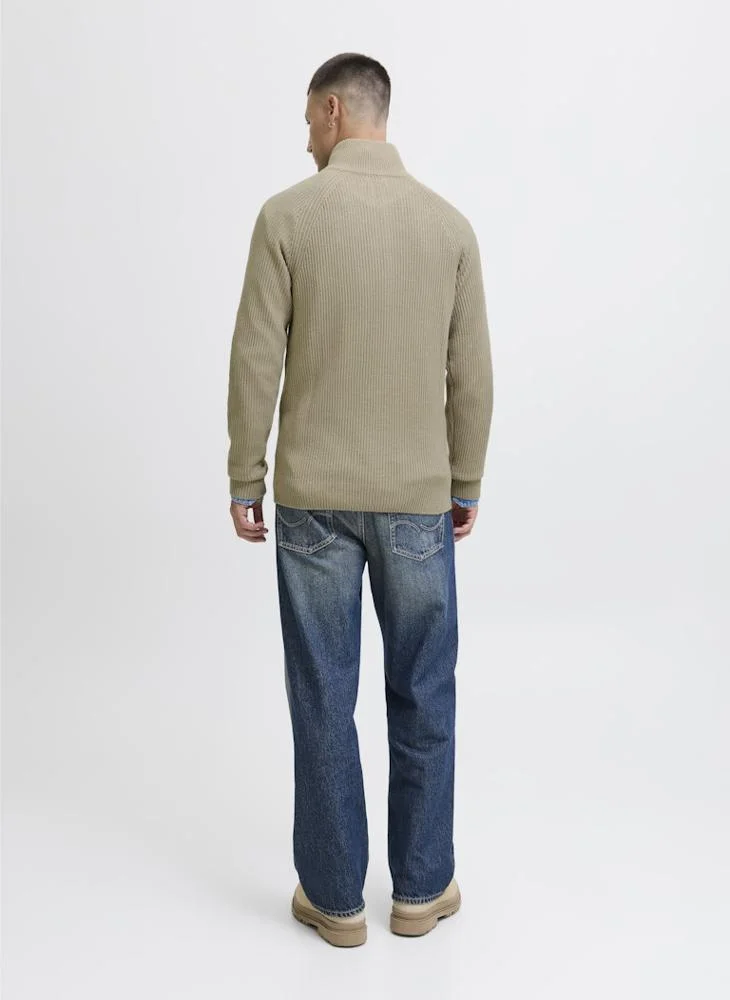JACK & JONES Knit Neck Half Zip Sweater