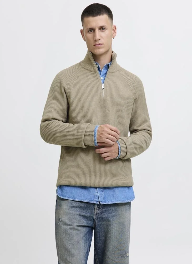 JACK & JONES Knit Neck Half Zip Sweater