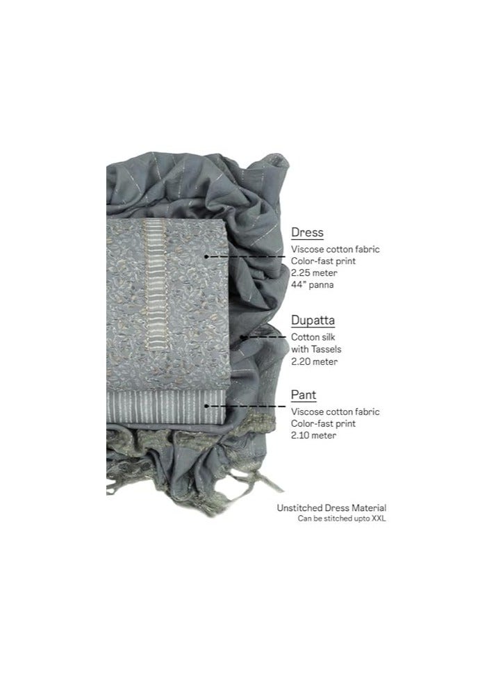 مملكة الإكسسوارات خامة فستان بدلة السلوار المطبوع غير المخيط من مزيج القطن للسيدات - Image 2