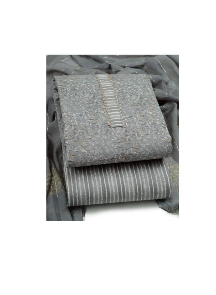 مملكة الإكسسوارات خامة فستان بدلة السلوار المطبوع غير المخيط من مزيج القطن للسيدات - Image 3