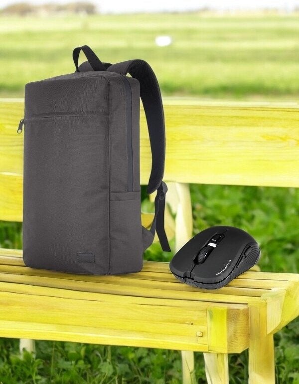 Mila PR-EK104 15.6 Waterproof Fabric Zipper Notebook Backpack + Wireless Mouse